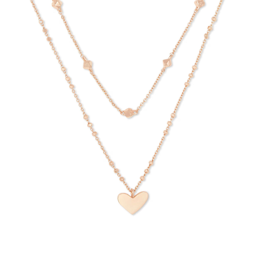 Kendra Scott Ari Heart Multi Strand Necklace, Rose Gold