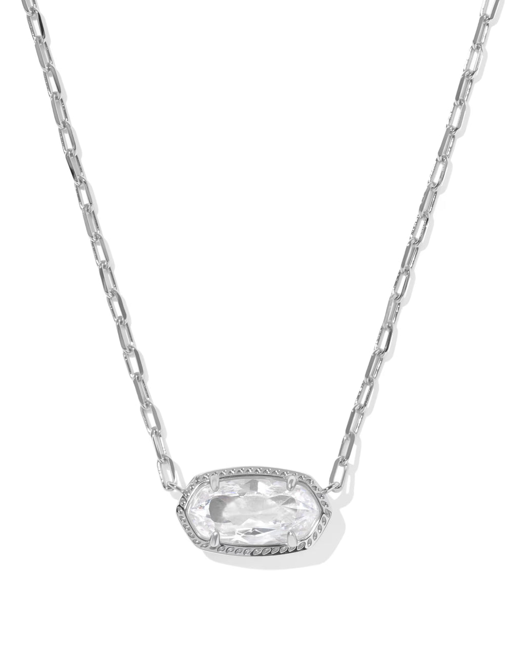 Kendra Scott Elisa Luxe Silver Necklace, White CZ