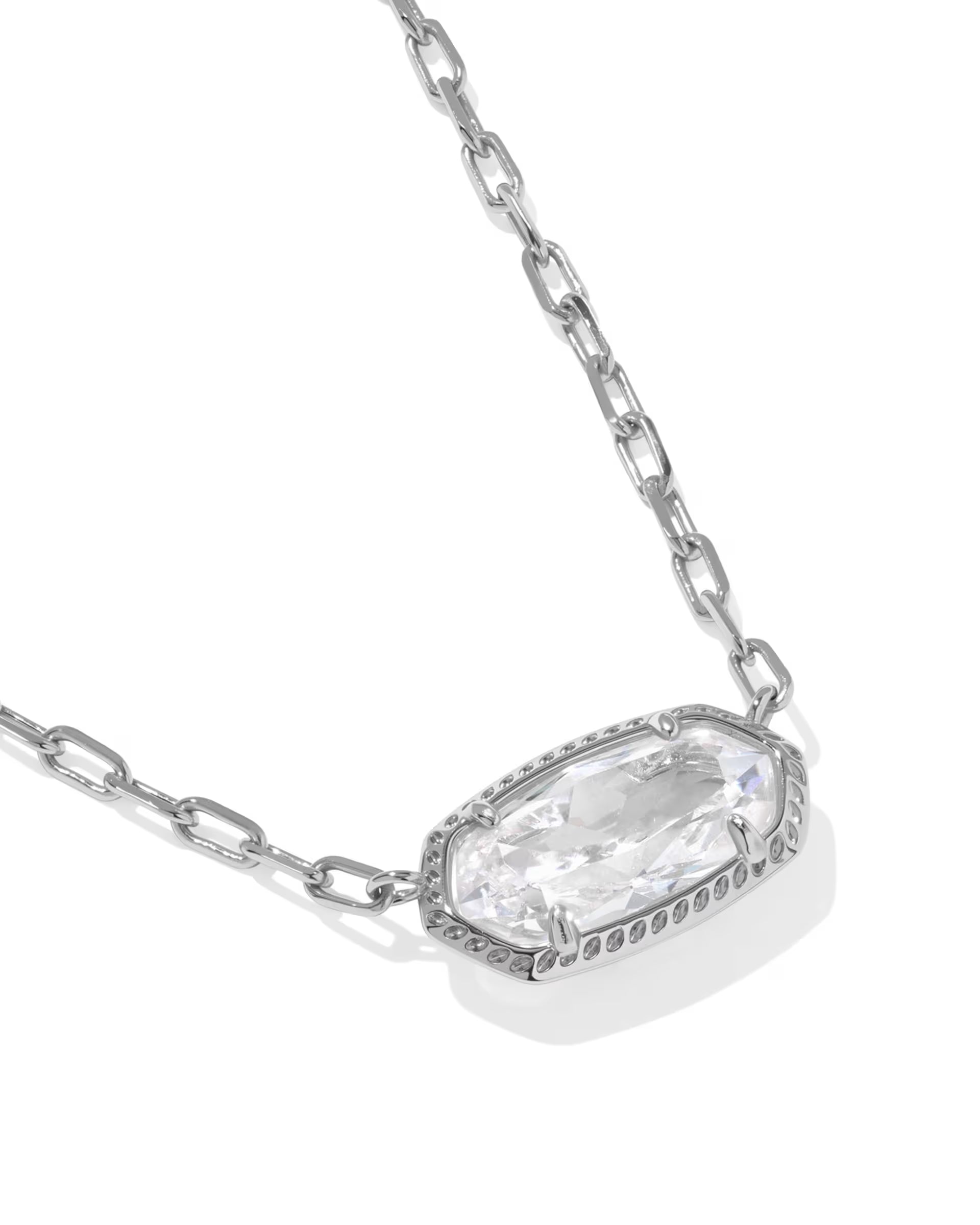 Kendra Scott Elisa Luxe Silver Necklace, White CZ