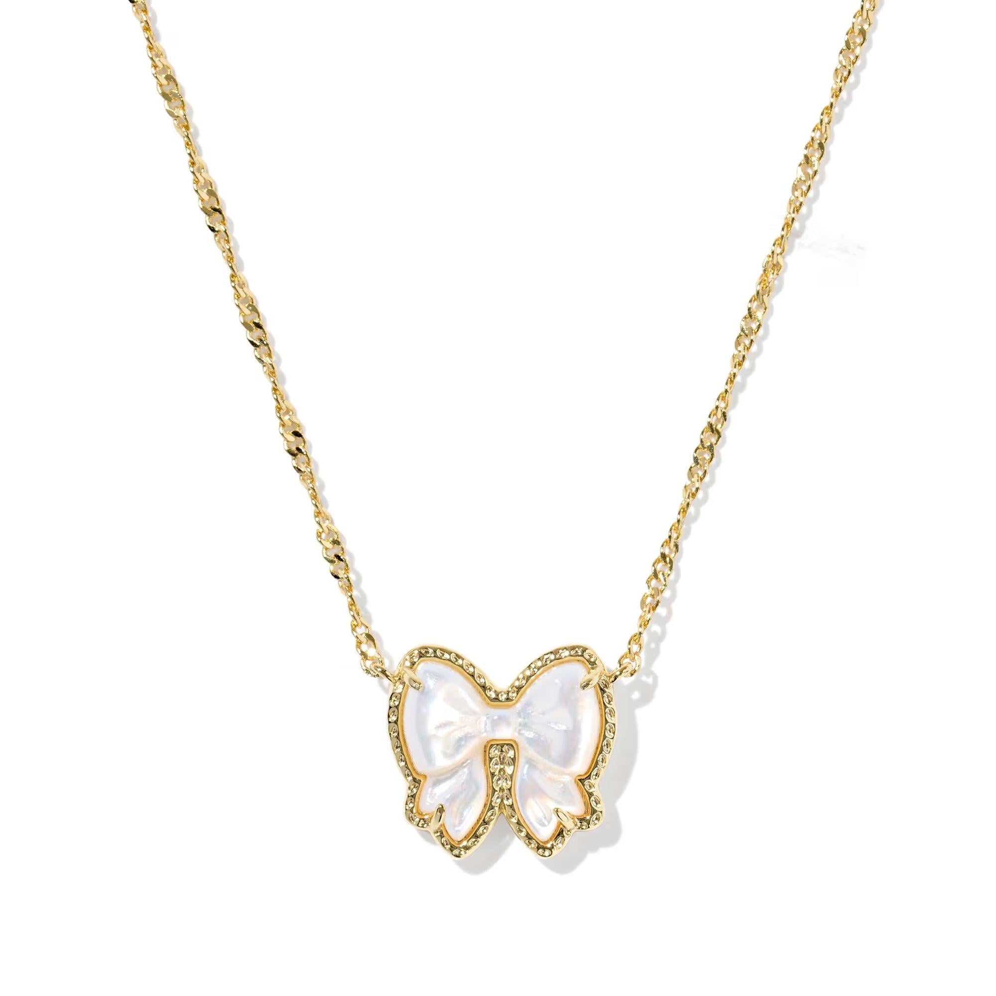 Kendra Scott Haley Bow Reversible Necklace, Ivory Mother of Pearl