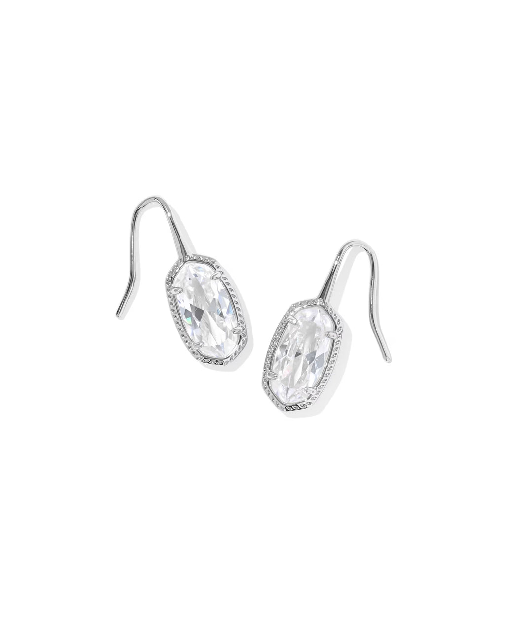 Kendra Scott Lee Luxe Drop Silver Earrings, White CZ