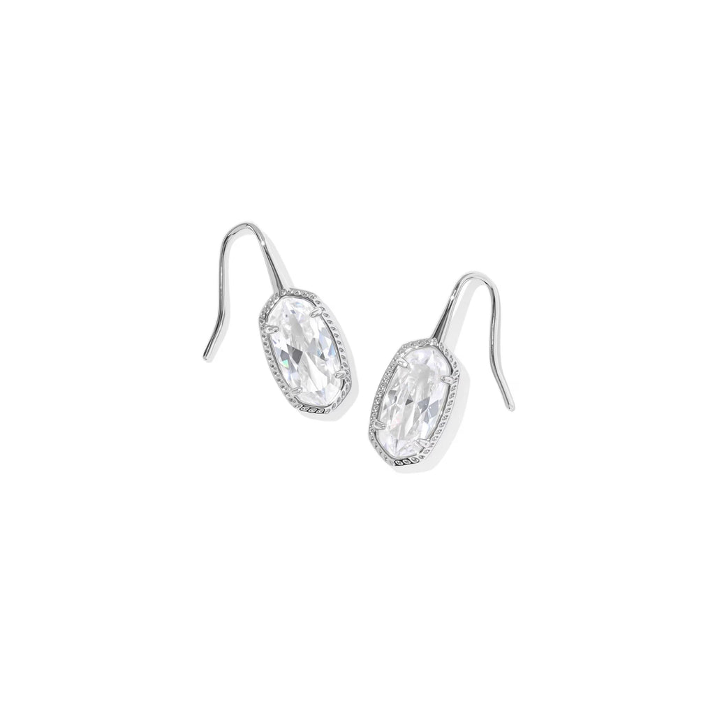 Kendra Scott Lee Luxe Drop Silver Earrings, White CZ