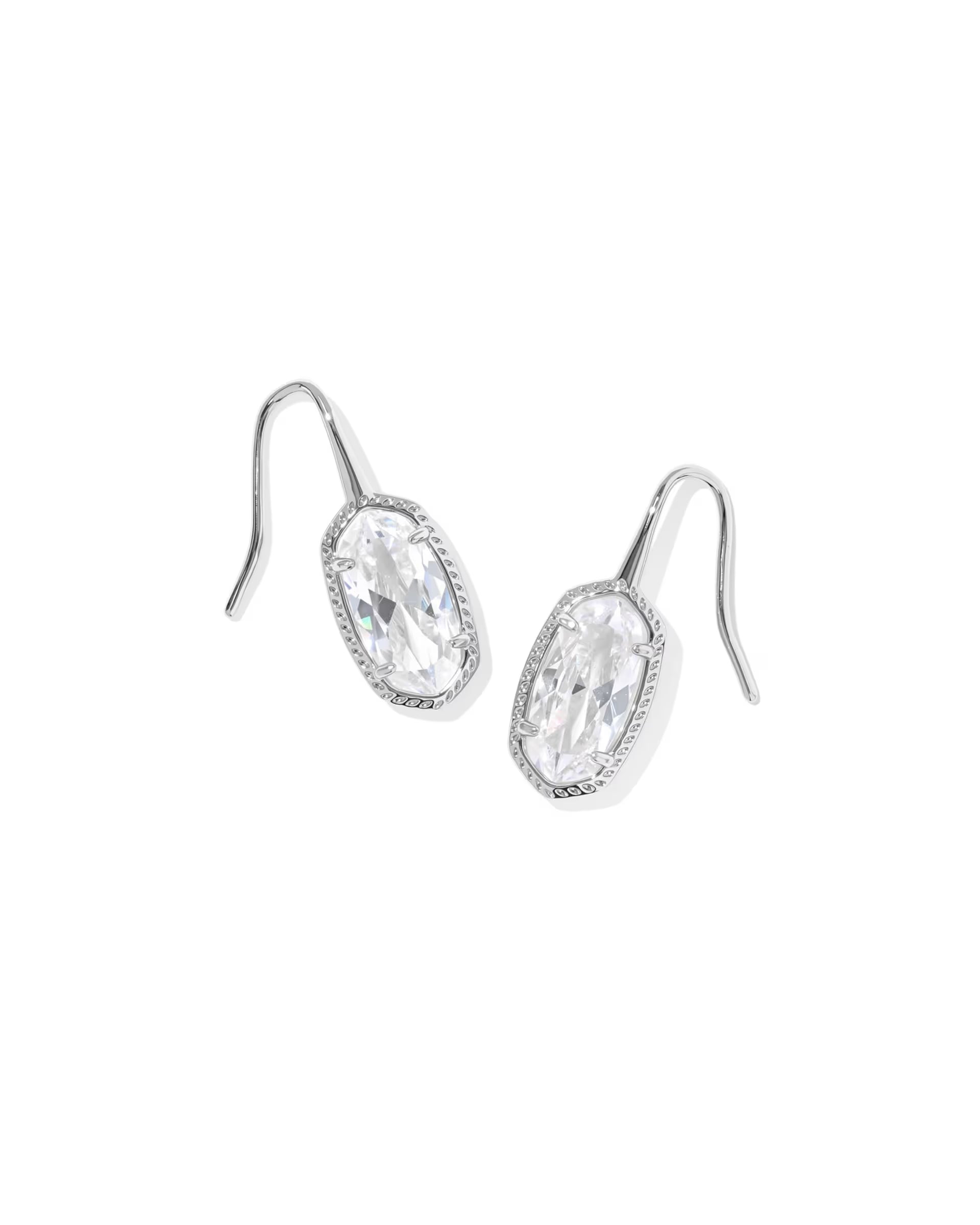 Kendra Scott Lee Luxe Drop Silver Earrings, White CZ