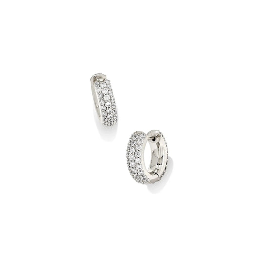 Kendra Scott Mikki Pave Huggie Earrings, Silver