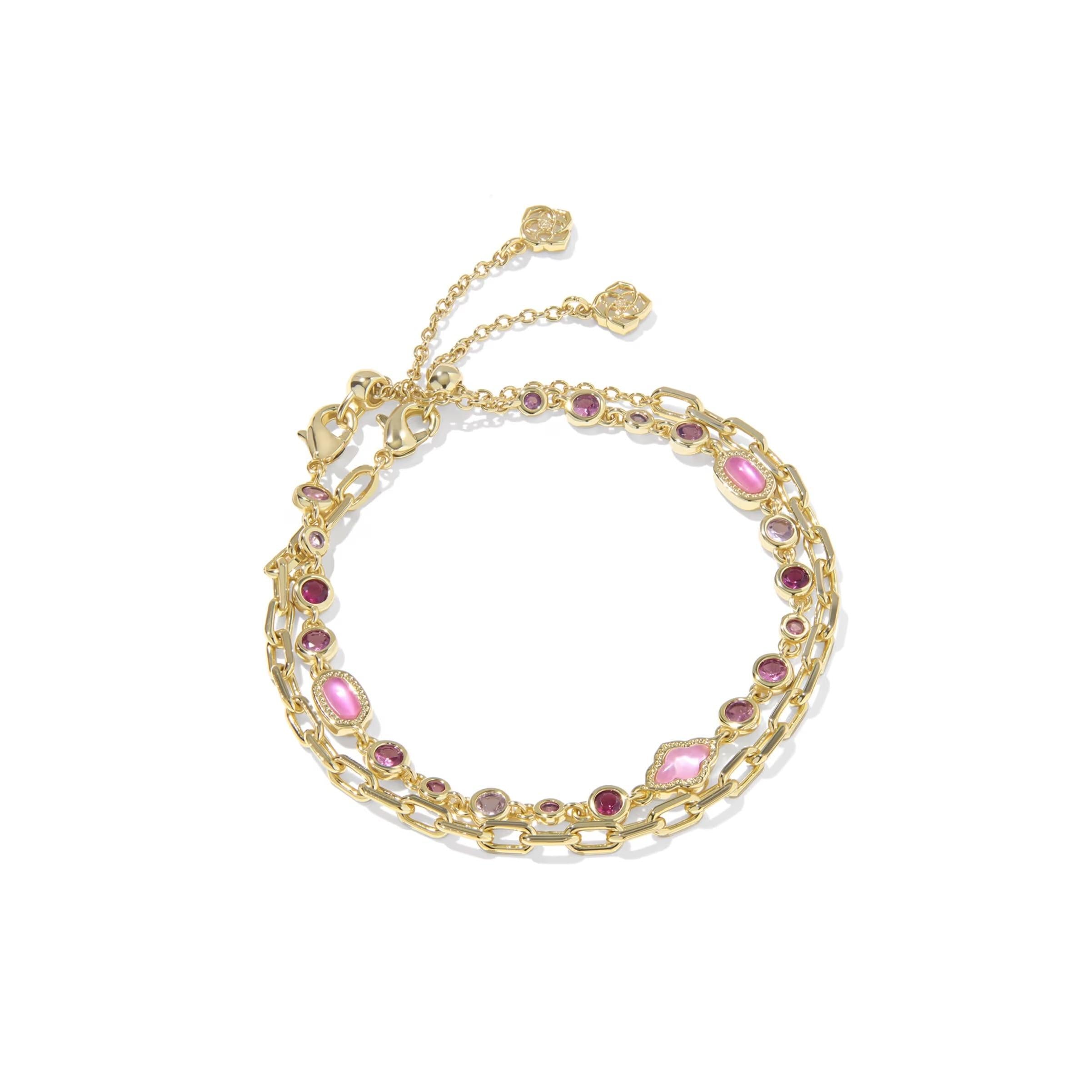 Kendra Scott Mini Elisa Abbie Set of Chain Bracelets, Pink Mix