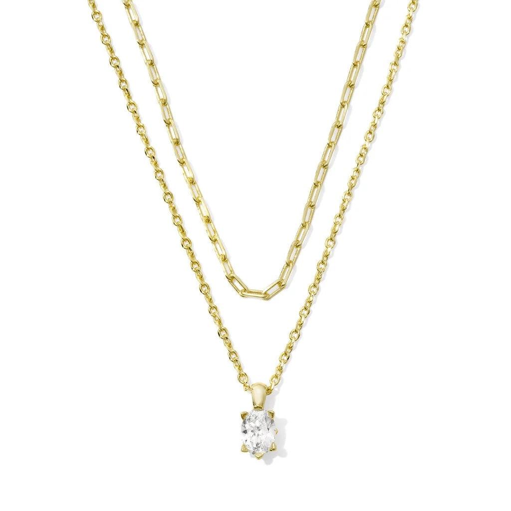 Kendra Scott Multi Strand Cailin Pendant, White Crystal