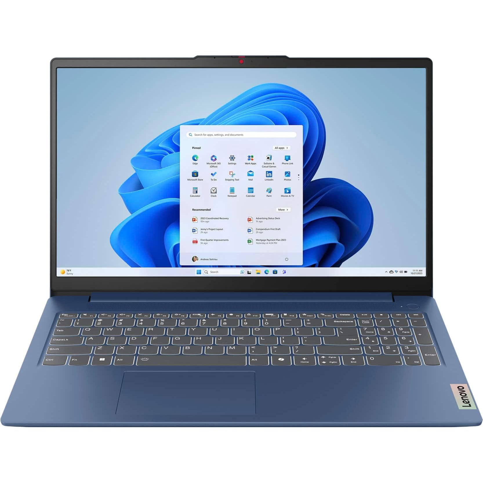 Lenovo IdeaPad Slim 3i 15.6" Full HD Laptop Intel Processor N150 2024- 8GB Memory 128GB UFS, Abyss Blue