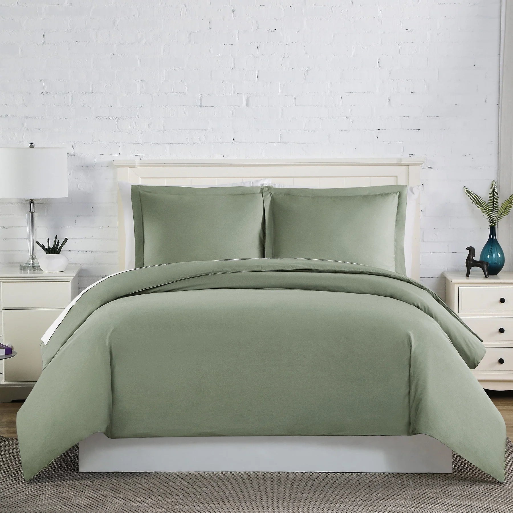 Luxe Microfiber Duvet Set, Green