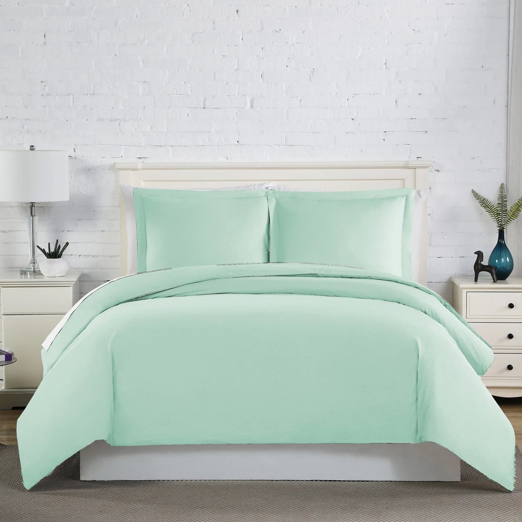 Luxe Microfiber Duvet Set, Light Green
