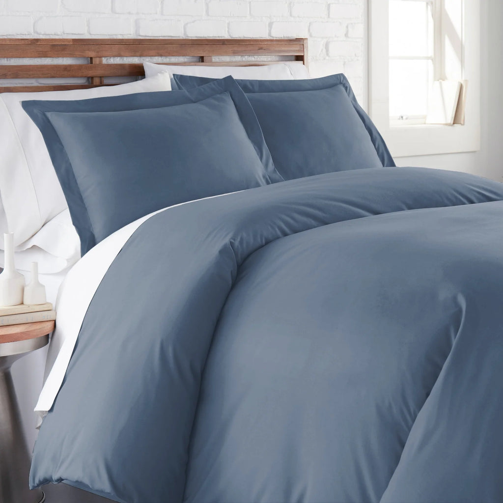 Luxe Microfiber Duvet Set, Steel Blue