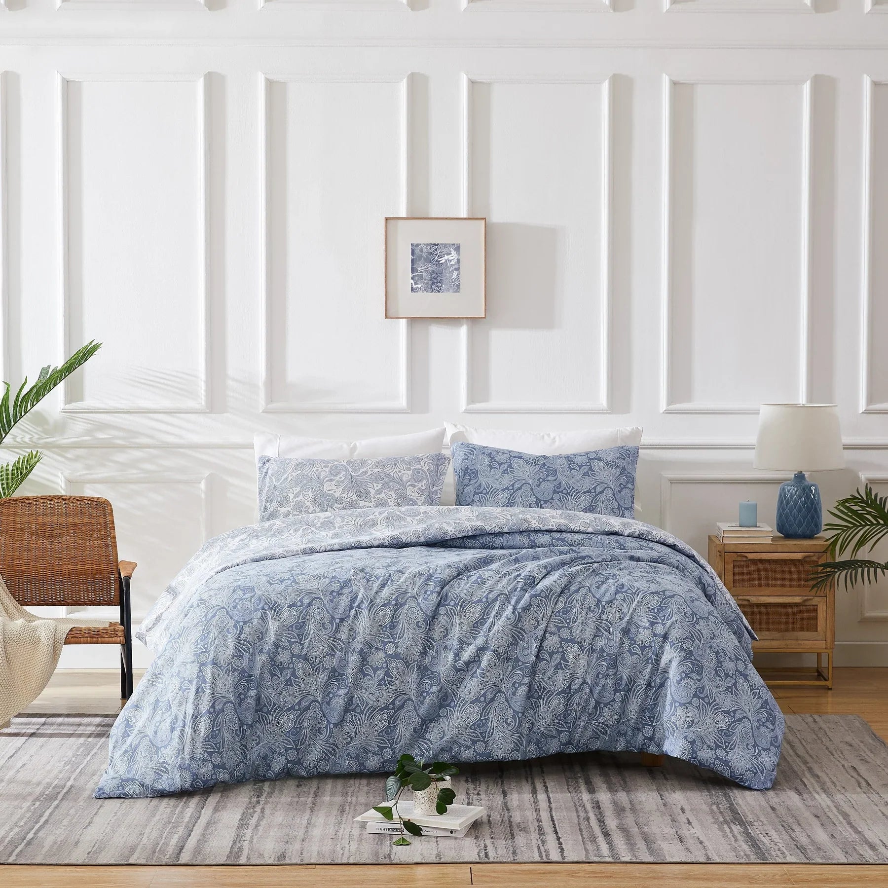Madeline Reversible Duvet Cover Set, Blue