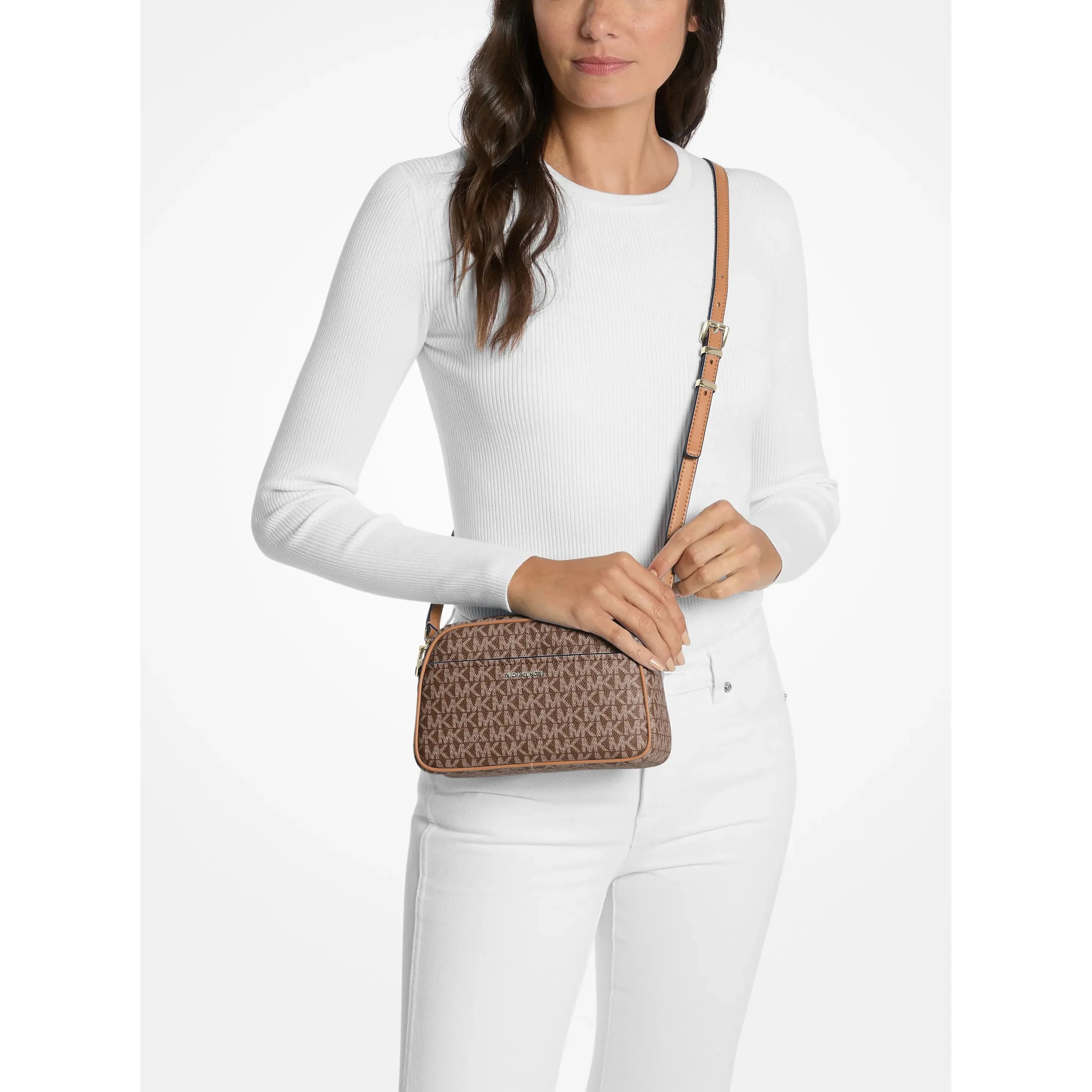Michael Kors Jet Set Camera Crossbody, Signature Brown