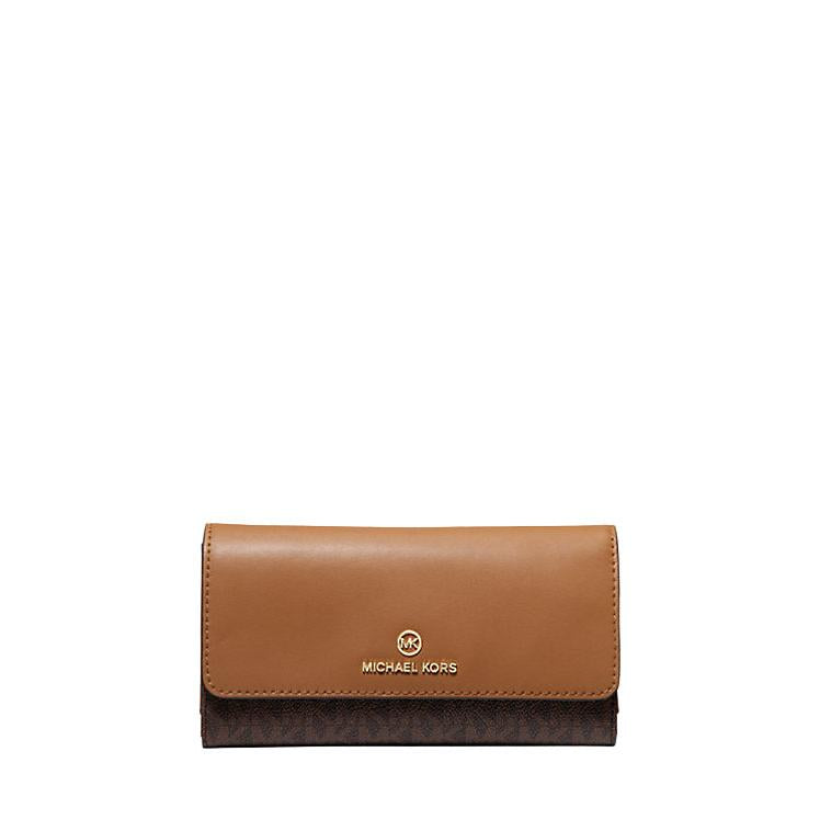 Michael Kors Jet Set Charm Large Trifold Signature Logo Wallet, Brown