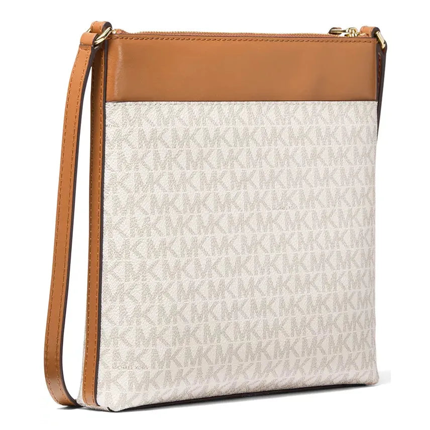 Michael Kors Jet Set Charm Signature Logo Flat Crossbody, Vanilla