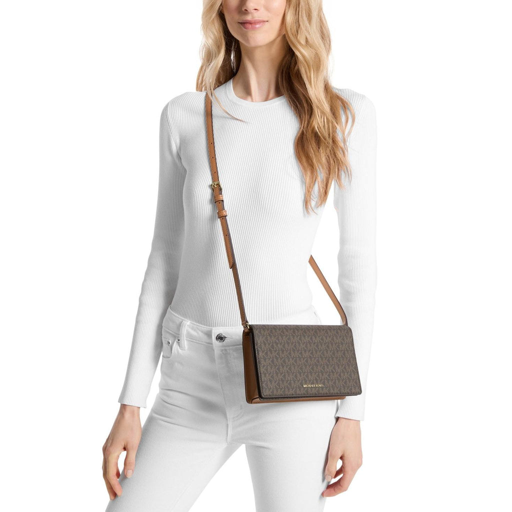 Michael Kors Jet Set Medium Signature Logo Crossbody, Brown