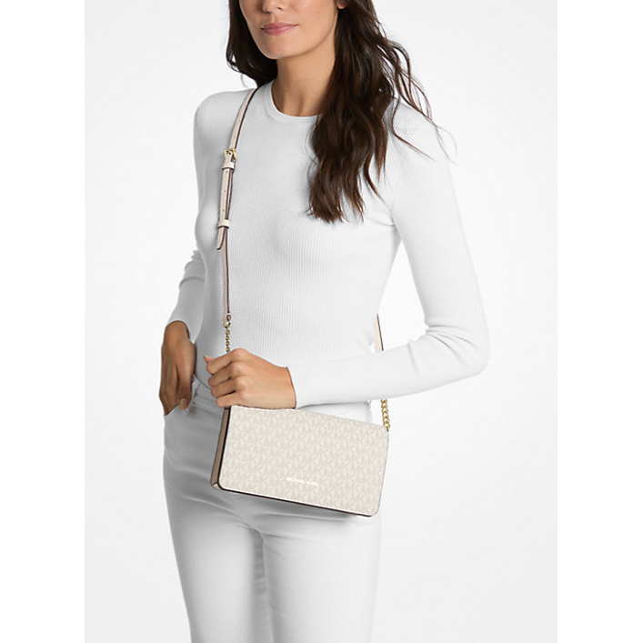 Michael Kors Jet Set Medium Signature Logo Crossbody, Vanilla