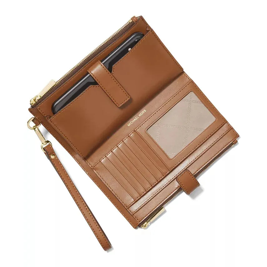 Michael Kors Jet Set Signature Double Zip Wristlet, Brown