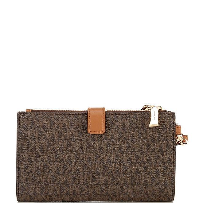 Michael Kors Jet Set Signature Double Zip Wristlet, Brown