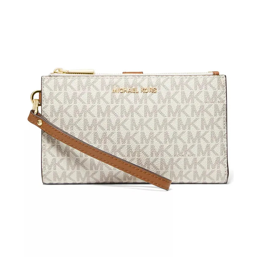 Michael Kors Jet Set Signature Double Zip Wristlet, Vanilla