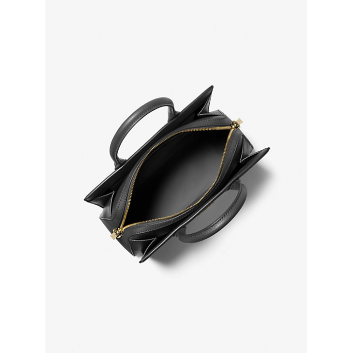 Michael Kors Laila Medium Leather Satchel, Black