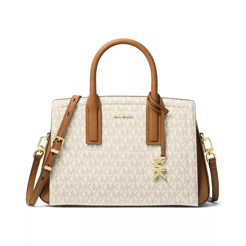 Michael Kors Laila Small Logo Signature Satchel, Vanilla
