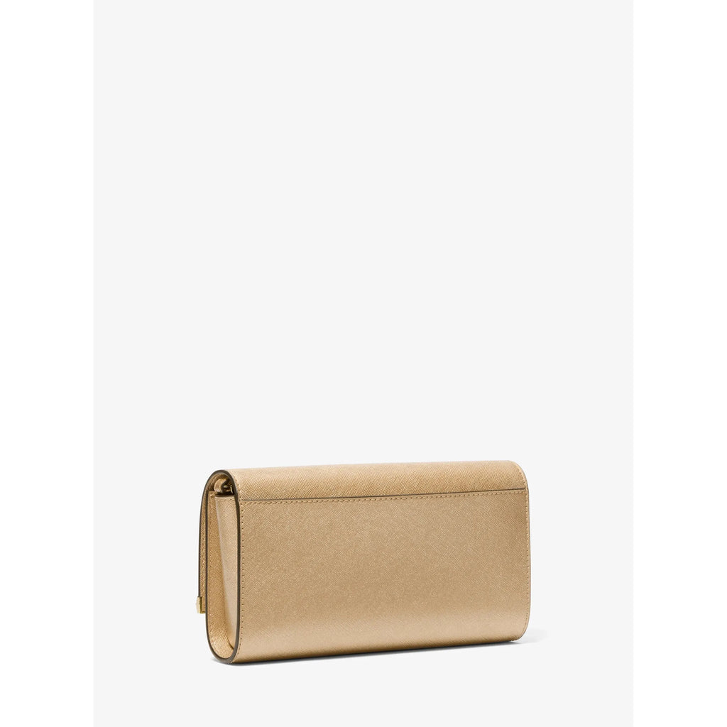 Michael Kors Mona Large Saffiano Leather Clutch, Gold