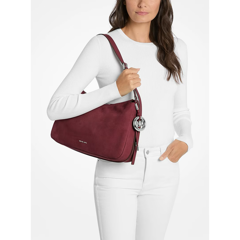 Michael Kors Nolita Leather Shoulder Hobo Bag, Oxblood