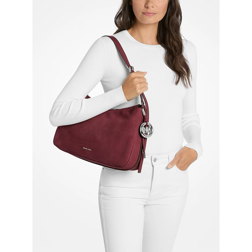 Michael Kors Nolita Leather Shoulder Hobo Bag, Oxblood