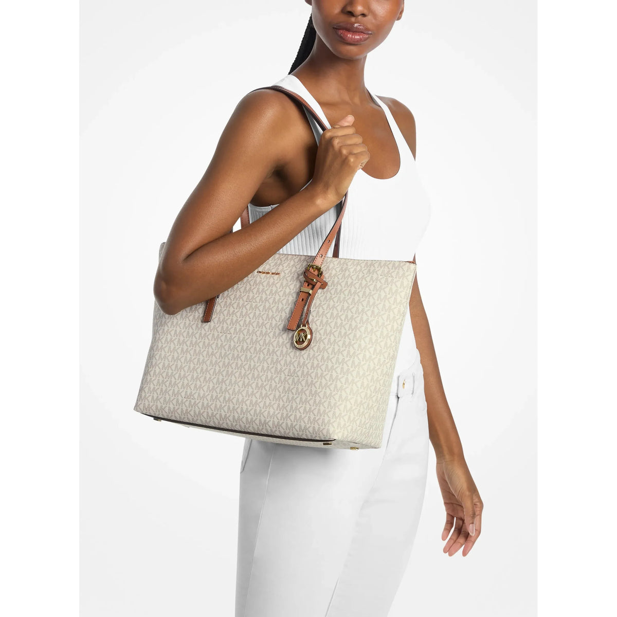 Michael Kors Quinn Medium Tote, Signature Vanilla