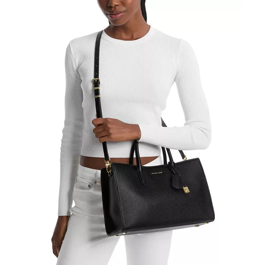 Michael Kors Scarlett Leather Satchel, Black
