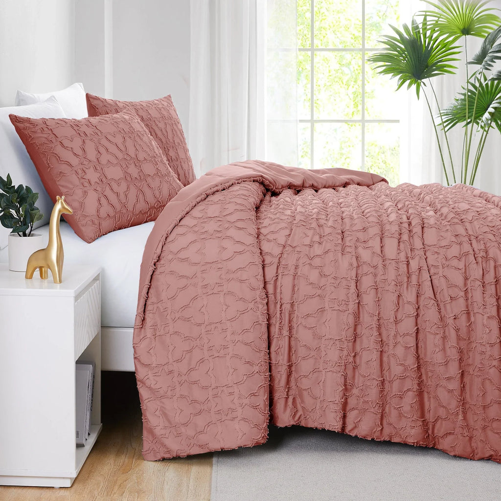 Moroccan Pattern Comforter Set, Rose