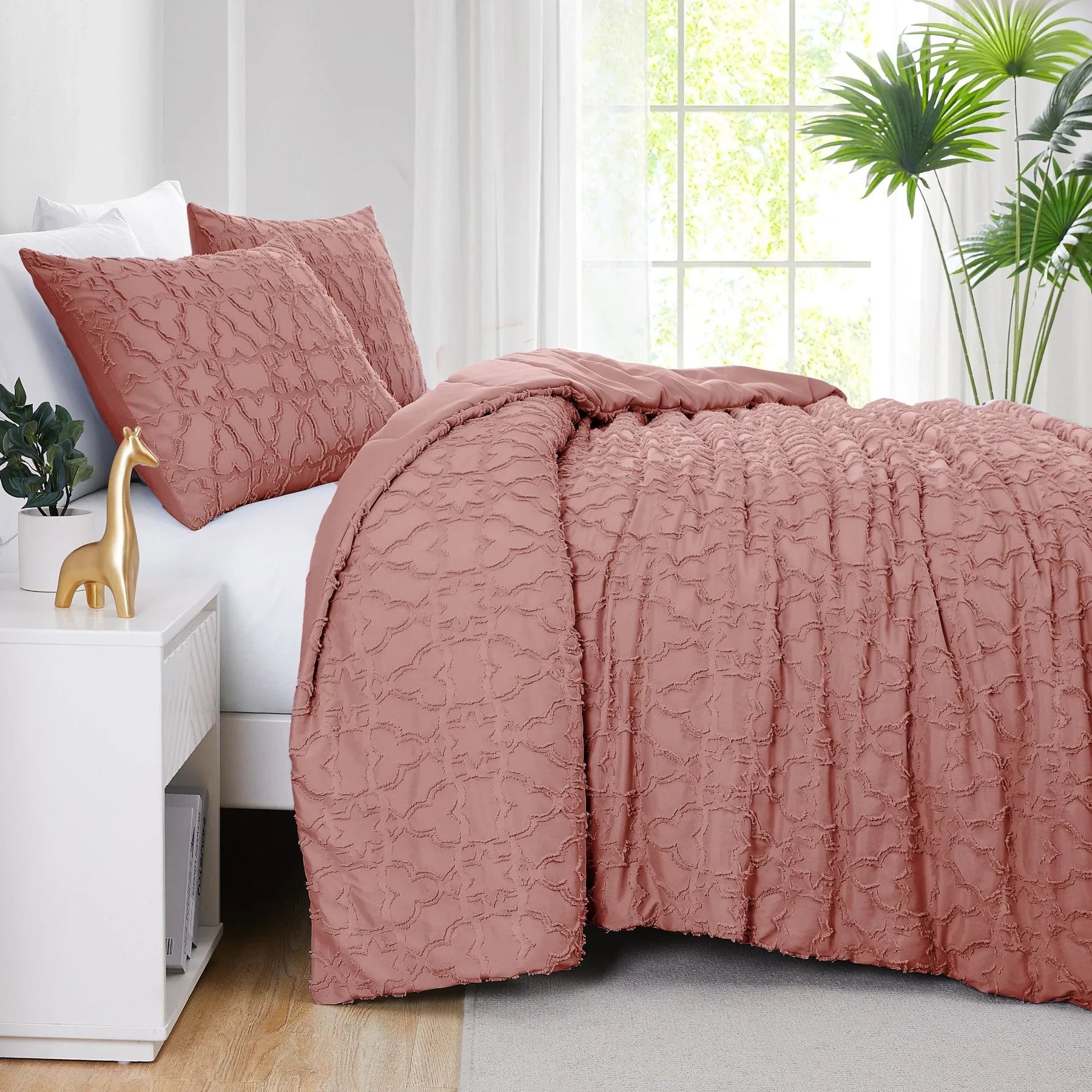 Moroccan Pattern Comforter Set, Rose