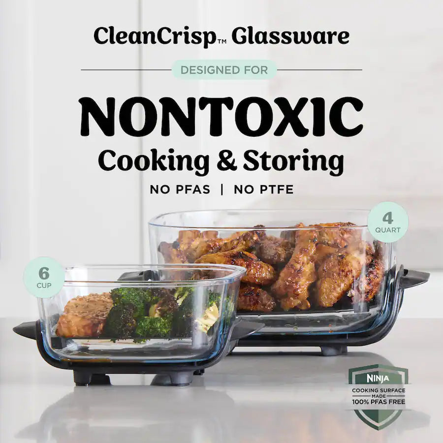Ninja Crispi 4-in-1 Portable Glass Air Fryer Cooking System, Sage Green