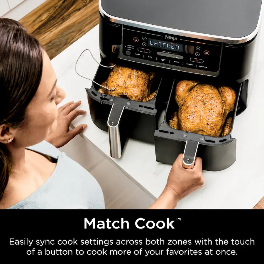 Ninja Foodi 6 in 1 XL 2 Basket Air Fryer Smart Cook System, Black