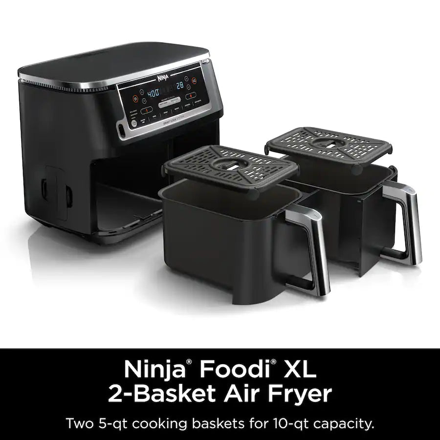 Ninja Foodi 6 in 1 XL 2 Basket Air Fryer Smart Cook System, Black