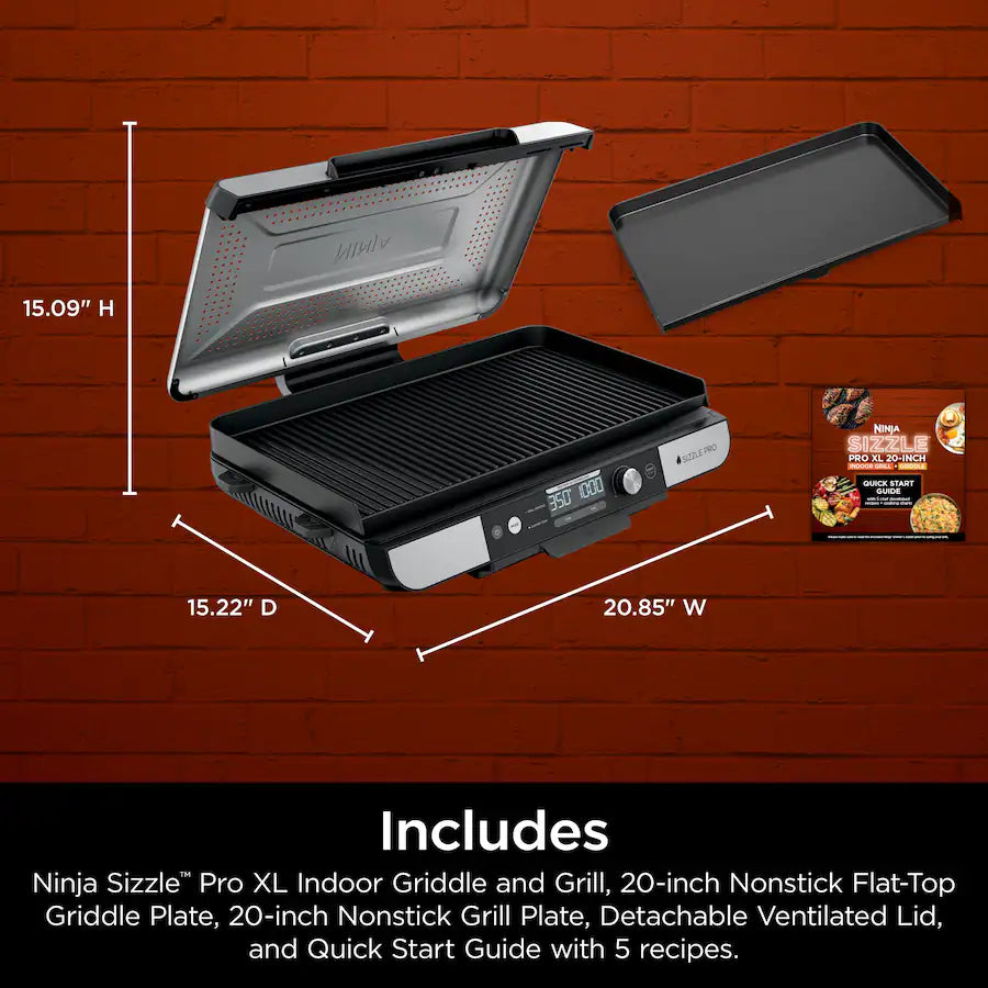 Ninja Sizzle Pro XL 20-Inch Indoor Griddle & Grill with ProTemp IQ, Silver