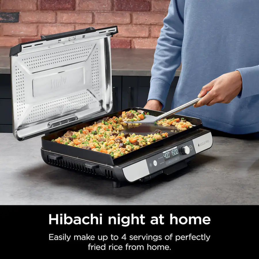 Ninja Sizzle Pro XL 20-Inch Indoor Griddle & Grill with ProTemp IQ, Silver