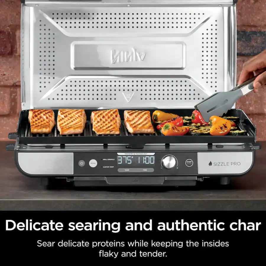 Ninja Sizzle Pro XL 20-Inch Indoor Griddle & Grill with ProTemp IQ, Silver