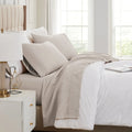 Pintuck Luxe Microfiber 4 Piece Sheet Set, Bone
