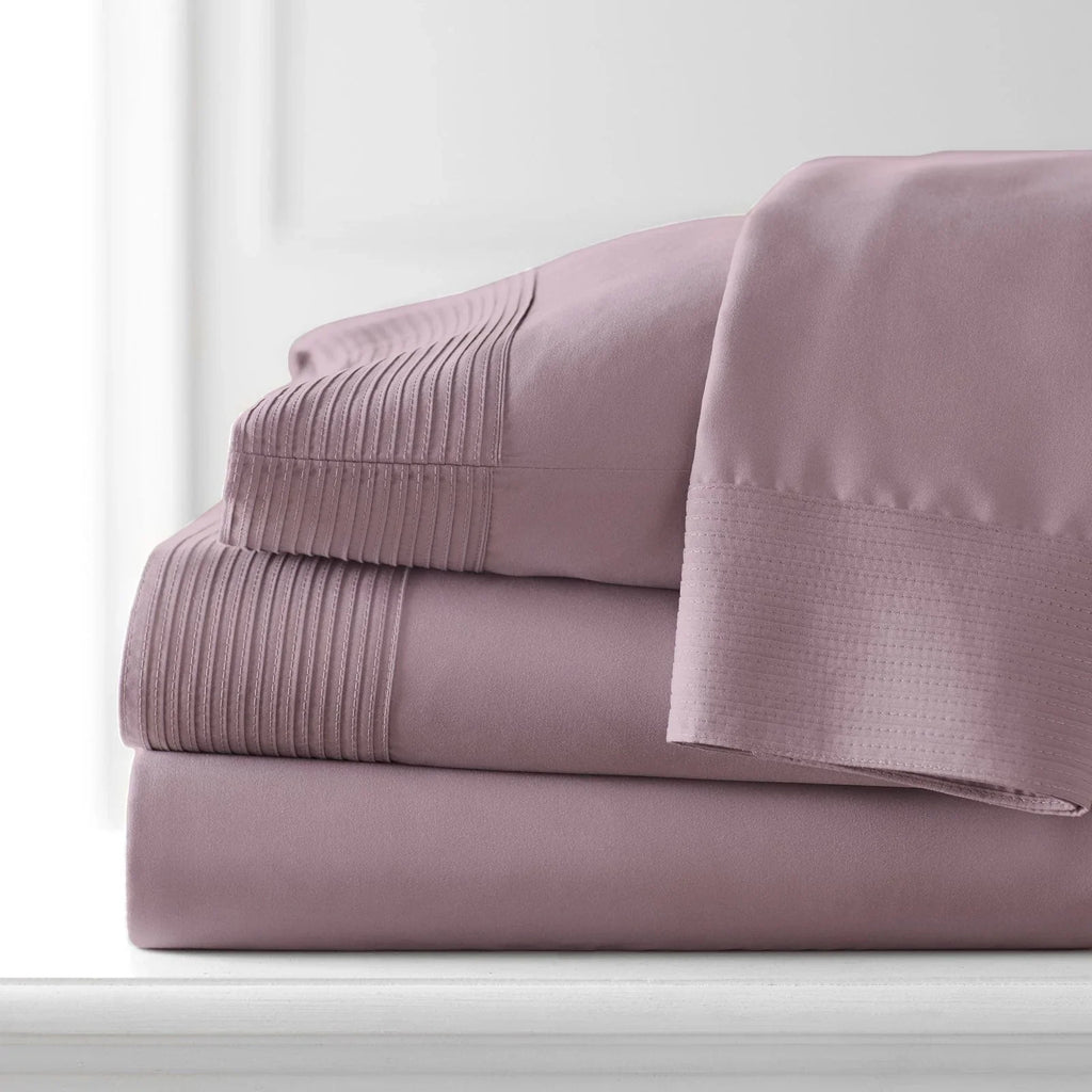 Pintuck Luxe Microfiber 4 Piece Sheet Set, Lavender