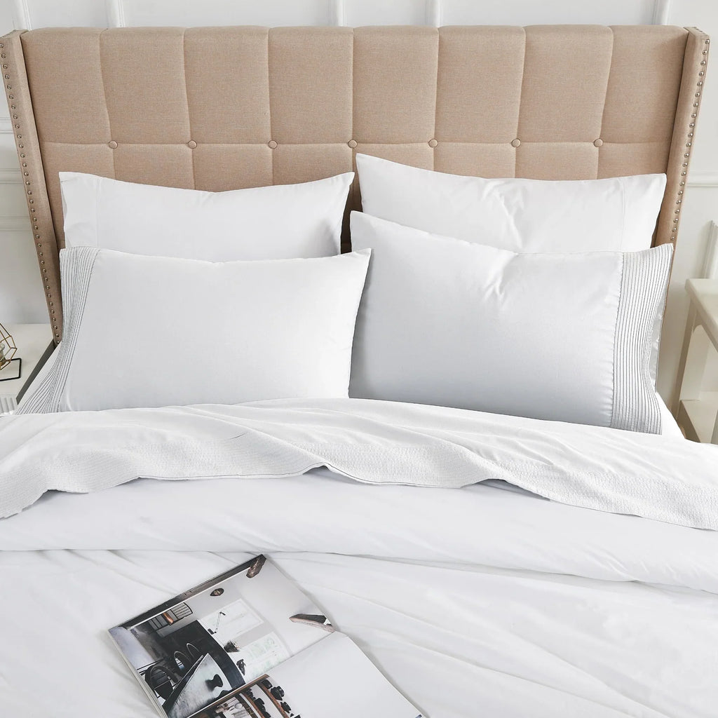 Pintuck Luxe Microfiber 4 Piece Sheet Set, White