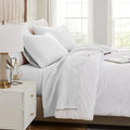 Pintuck Luxe Microfiber 4 Piece Sheet Set, White