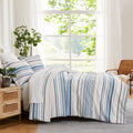Preppy Stripes Reversible Comforter Set, Blue