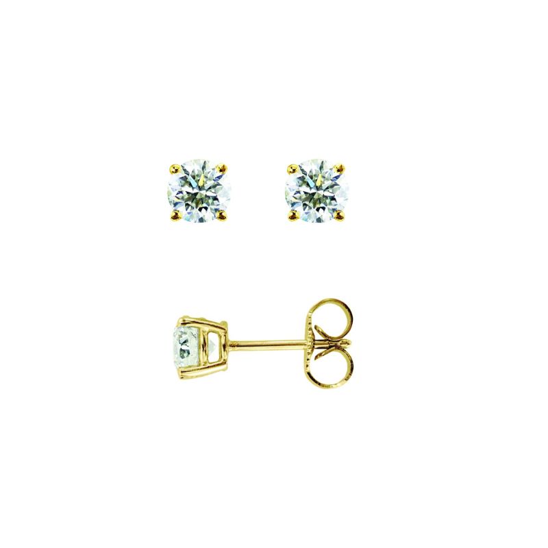 Gold Round Diamond Stud Earrings