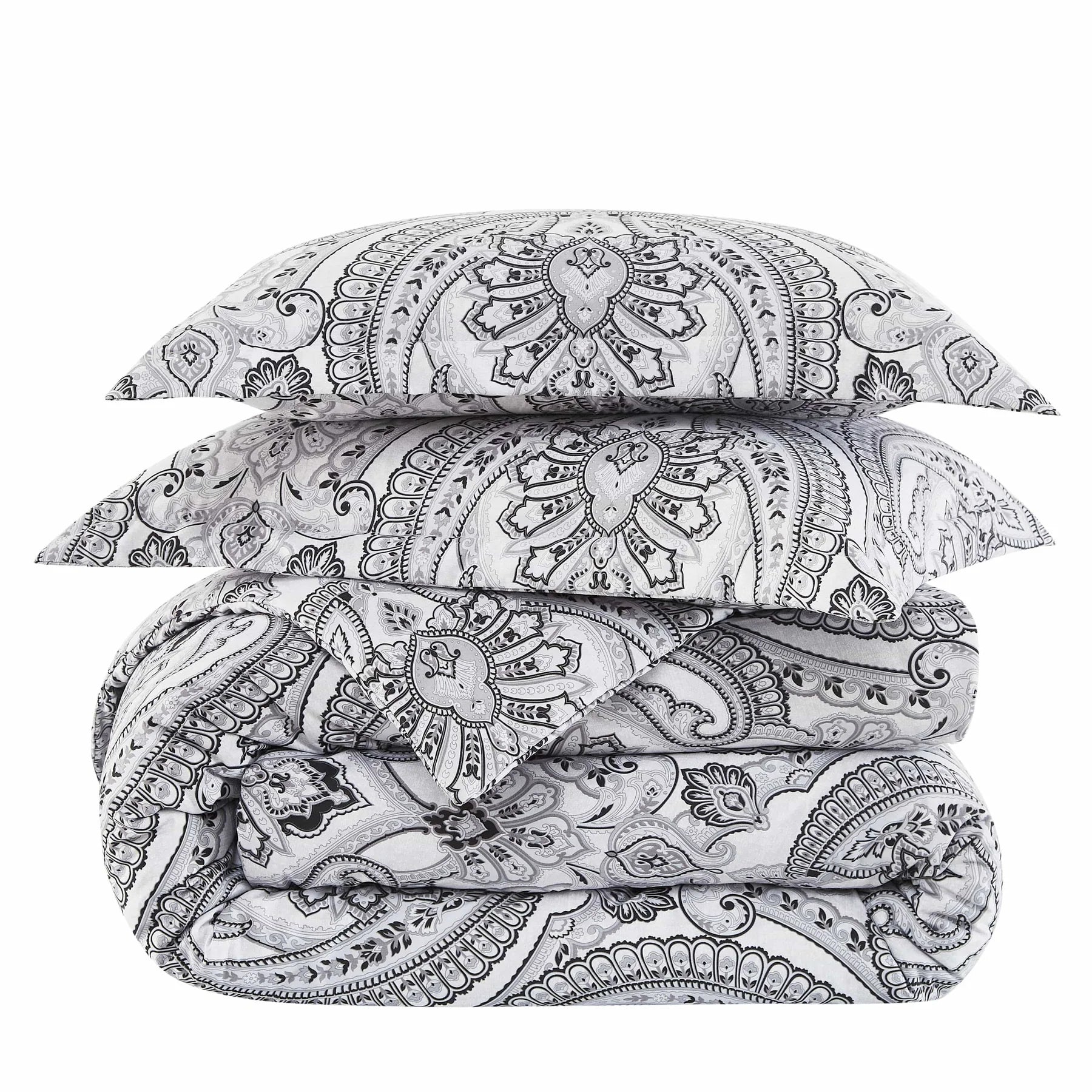 Royal Paisley Comforter Set, Black
