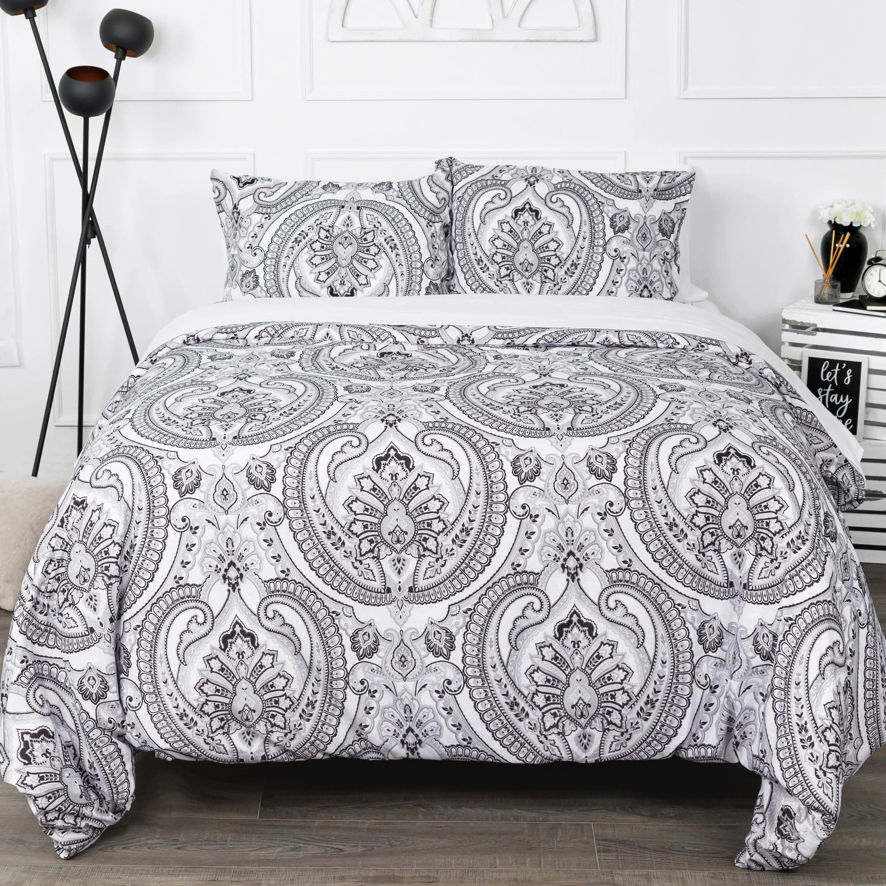 Royal Paisley Comforter Set, Black