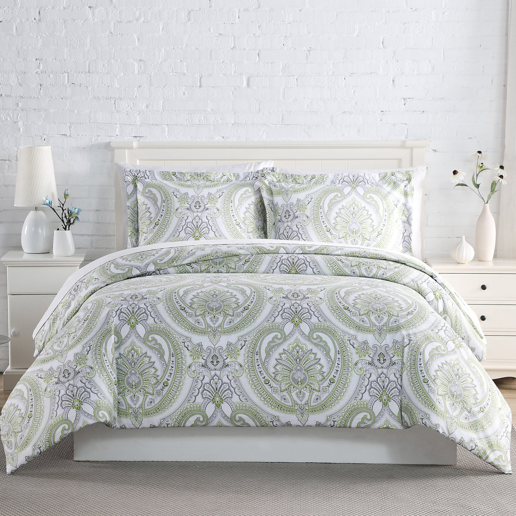 Royal Paisley Comforter Set, Green