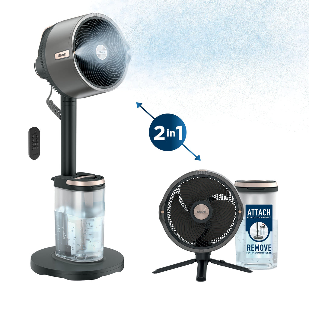 Shark FlexBreeze Pro Mist Indoor & Outdoor Fan with Misting System, Corded or Cordless, Charcoal Grey