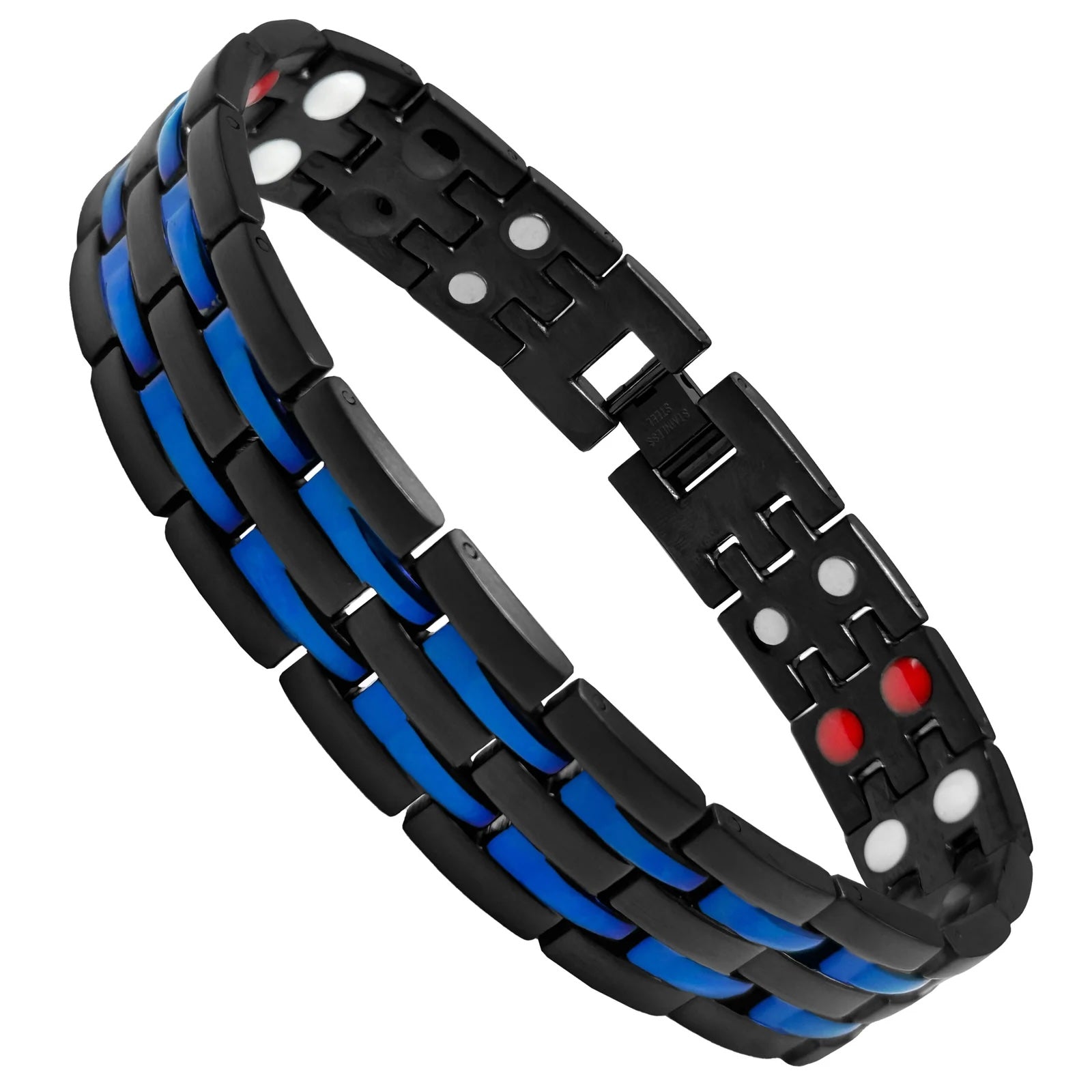 Stainless Steel Magnetic Black & Blue Bracelet