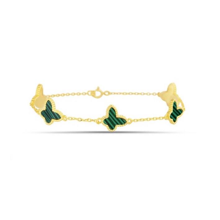 Sterling Silver Butterfly Charm Bracelet, Gold Plated